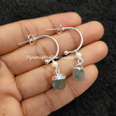 Rough Natural Aquamarine Earrings, Silver Electroplated Earrings, March Birthstone Earrings, Sold By One Pair